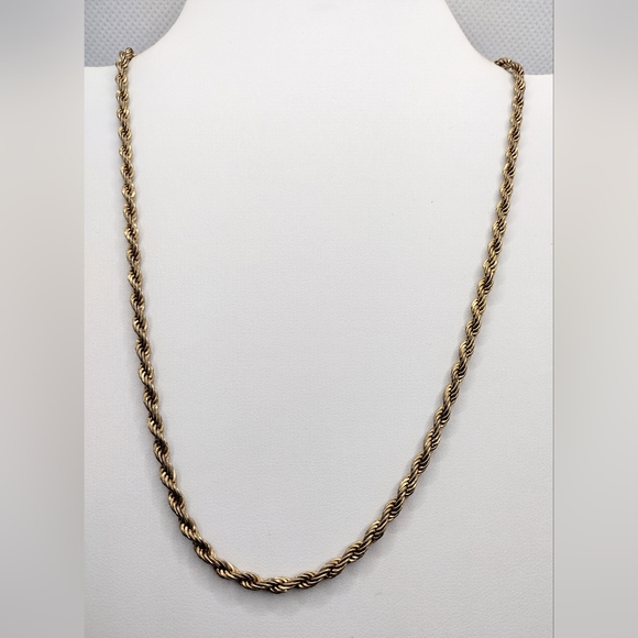 Fashion Signed Monet Twisted Yellow Gold Toned Rope Necklace - Picture 1 of 4